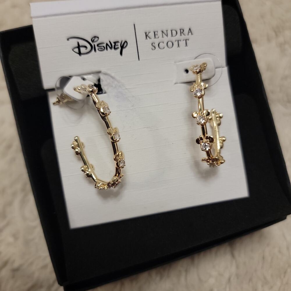 Disney x Kendra Scott Gold Mickey Mouse and Minnie Mouse Hoop Earrings NWT